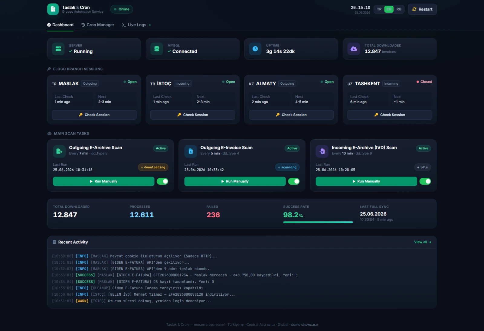 E-Logo Invoice Automation — Bot & Apı Integration